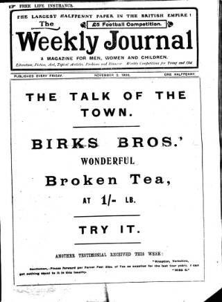 cover page of Weekly Journal (Hartlepool) published on November 2, 1906