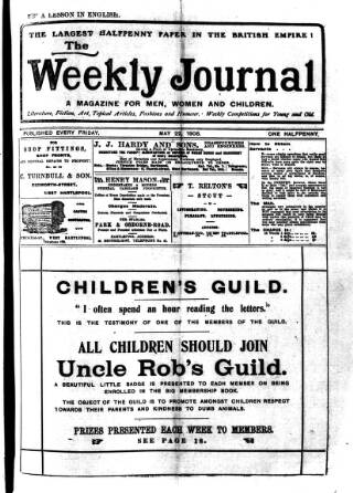 cover page of Weekly Journal (Hartlepool) published on May 22, 1908