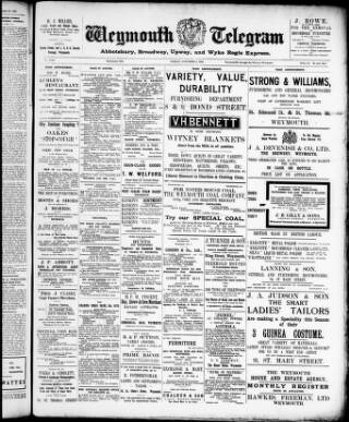 cover page of Weymouth Telegram published on November 2, 1906