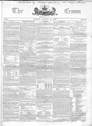 cover page of Crown published on August 26, 1838
