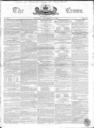 cover page of Crown published on November 4, 1838