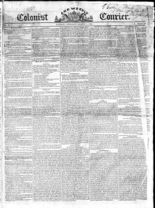 cover page of Colonist and Commercial Weekly Advertiser published on August 1, 1824