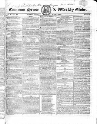 cover page of Common Sense published on June 5, 1825