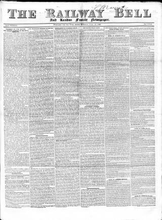 cover page of Railway Bell and London Advertiser published on June 13, 1846