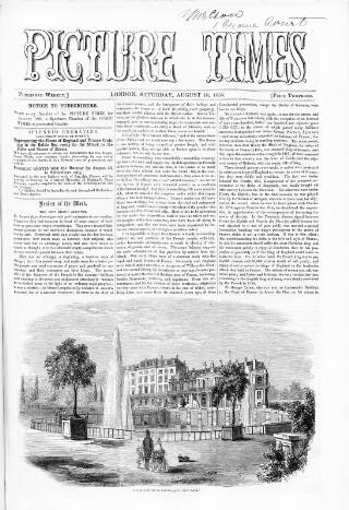 cover page of Picture Times published on August 18, 1855