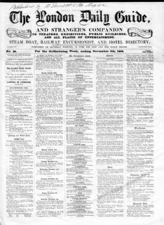 cover page of London Daily Guide and Stranger's Companion published on November 5, 1859