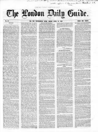 cover page of London Daily Guide and Stranger's Companion published on April 21, 1860