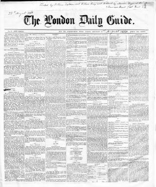 cover page of London Daily Guide and Stranger's Companion published on August 25, 1860