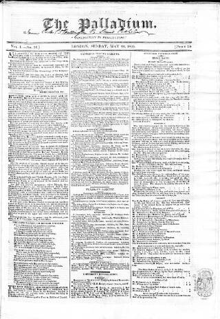 cover page of Palladium 1825 published on May 22, 1825