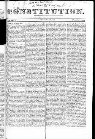 cover page of Constitution published on June 26, 1831