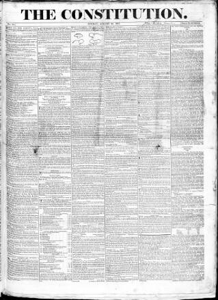 cover page of Constitution published on August 28, 1831