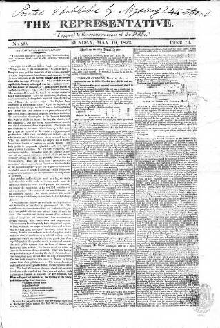 cover page of Representative 1822 published on May 19, 1822