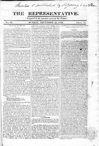 cover page of Representative 1822 published on November 24, 1822