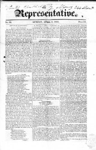 cover page of Representative 1822 published on April 6, 1823