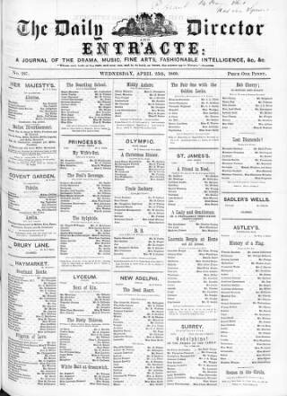 cover page of Daily Director and Entr'acte published on April 25, 1860