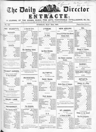 cover page of Daily Director and Entr'acte published on May 22, 1860