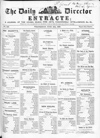 cover page of Daily Director and Entr'acte published on June 13, 1860