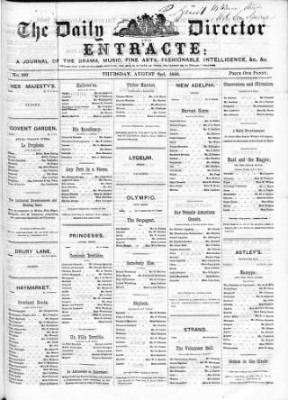 cover page of Daily Director and Entr'acte published on August 2, 1860