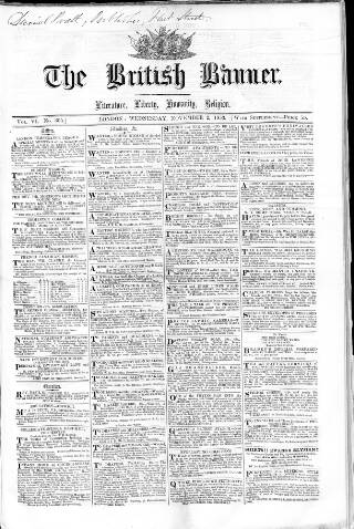 cover page of British Banner 1848 published on November 2, 1853