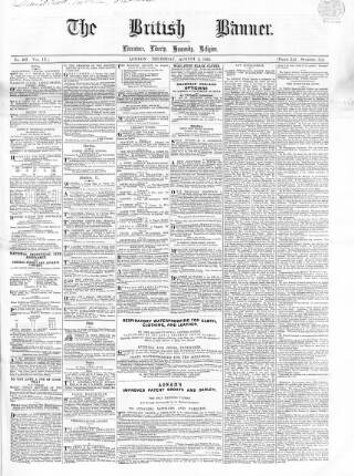 cover page of British Banner 1848 published on August 2, 1855