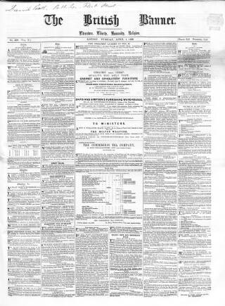cover page of British Banner 1848 published on April 1, 1856