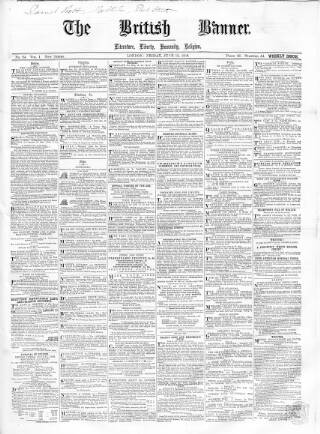 cover page of British Banner 1856 published on June 13, 1856