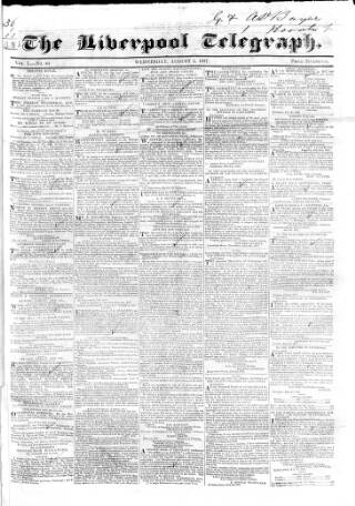 cover page of Liverpool Telegraph published on August 2, 1837