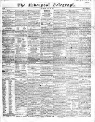 cover page of Liverpool Telegraph published on April 18, 1838