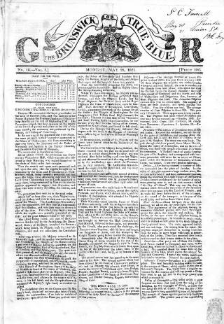 cover page of Brunswick or True Blue published on May 28, 1821