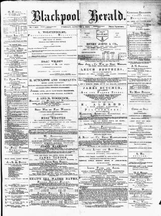 cover page of Blackpool Gazette & Herald published on August 2, 1878