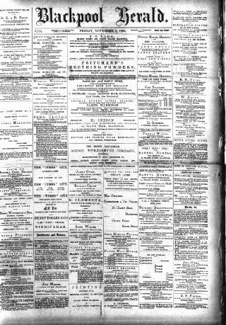 cover page of Blackpool Gazette & Herald published on November 2, 1888