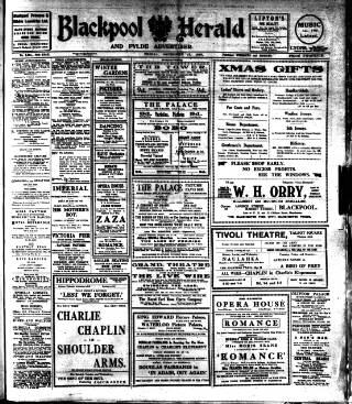 cover page of Blackpool Gazette & Herald published on December 13, 1918