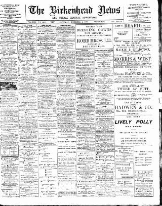 cover page of Birkenhead News published on November 2, 1907