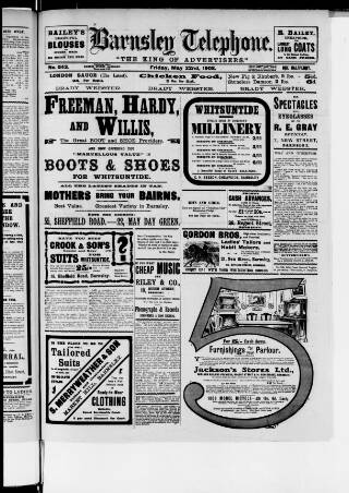 cover page of Barnsley Telephone published on May 22, 1908