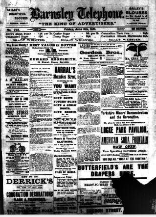 cover page of Barnsley Telephone published on June 9, 1911