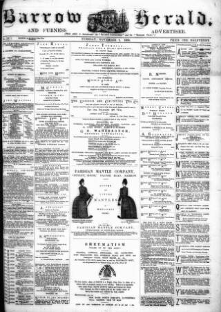 cover page of Barrow Herald and Furness Advertiser published on November 2, 1886