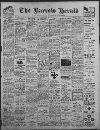cover page of Barrow Herald and Furness Advertiser published on June 13, 1908