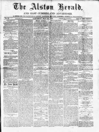 cover page of Alston Herald and East Cumberland Advertiser published on May 22, 1875