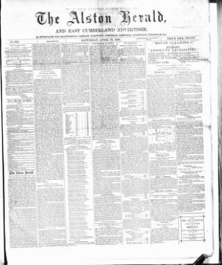 cover page of Alston Herald and East Cumberland Advertiser published on April 10, 1880