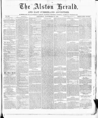 cover page of Alston Herald and East Cumberland Advertiser published on November 20, 1880