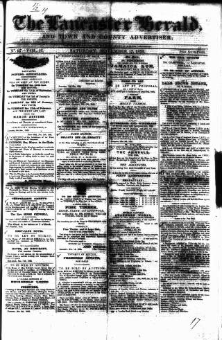 cover page of Lancaster Herald and Town and County Advertiser published on November 17, 1832