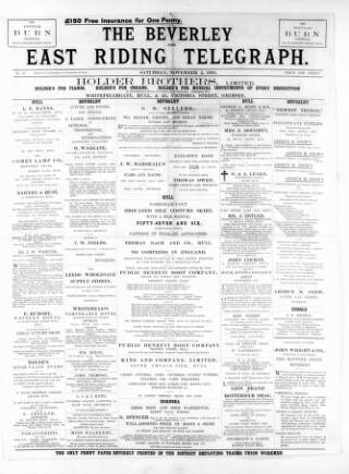 cover page of East Riding Telegraph published on November 2, 1895