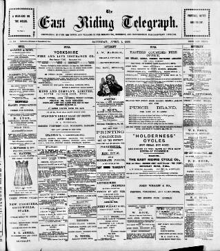 cover page of East Riding Telegraph published on April 1, 1899