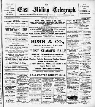 cover page of East Riding Telegraph published on August 2, 1902