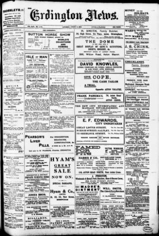 cover page of Erdington News published on August 2, 1913