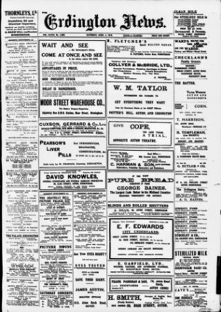 cover page of Erdington News published on April 1, 1916