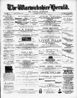 cover page of Warwickshire Herald published on August 2, 1888