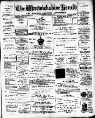 cover page of Warwickshire Herald published on November 2, 1899