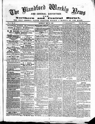 cover page of Blandford Weekly News published on May 22, 1886