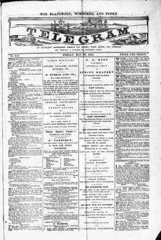 cover page of Blandford and Wimborne Telegram published on May 22, 1874